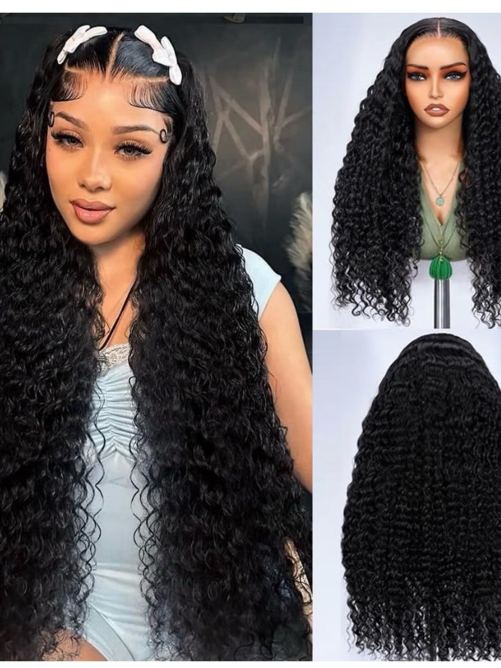 Long Deep Wave Black Women's Lace Front Wig - Natural Black
